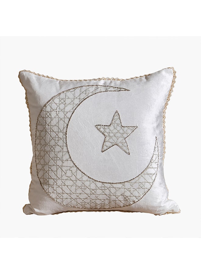 Home Box وسادة القمر والنجمة - ذهب أبيض - 45x45 سم - Image 5